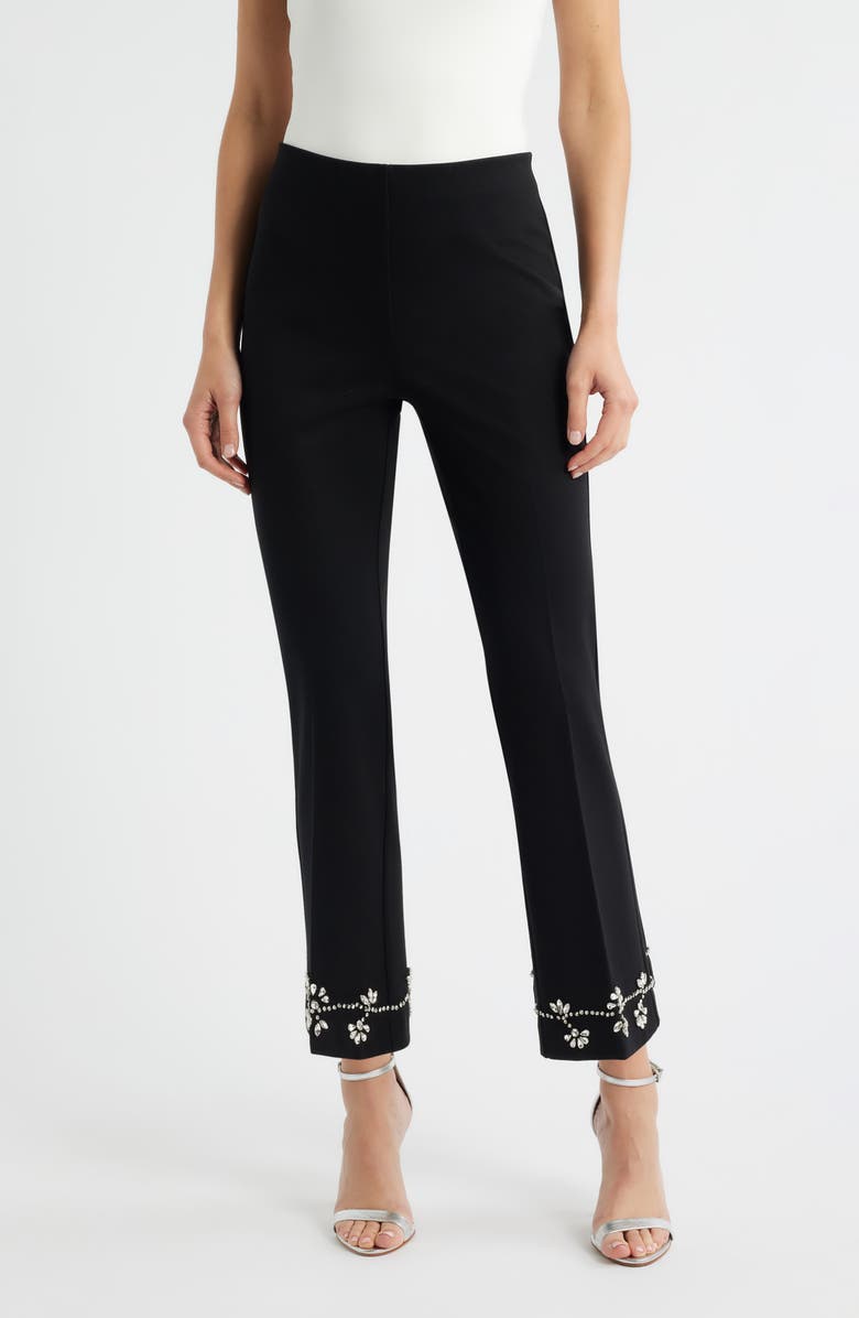 Anne Klein Rhinestone Embellished Hollywood Waist Pull-On Pants, Main, color,