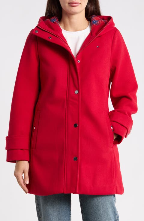 Snap Front Hooded Coat