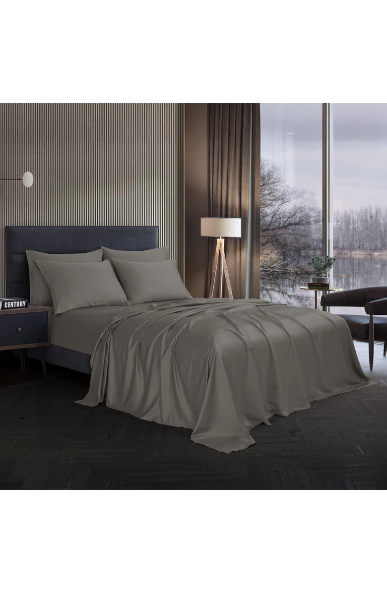 Modern Threads Solid Satin Deep Pocket 6-Piece Sheet Set, Alternate, color, Charcoal Grey