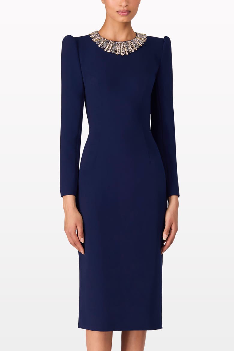 Cora Long-Sleeve Midi Dress, Alternate, color, Midnight Kiss