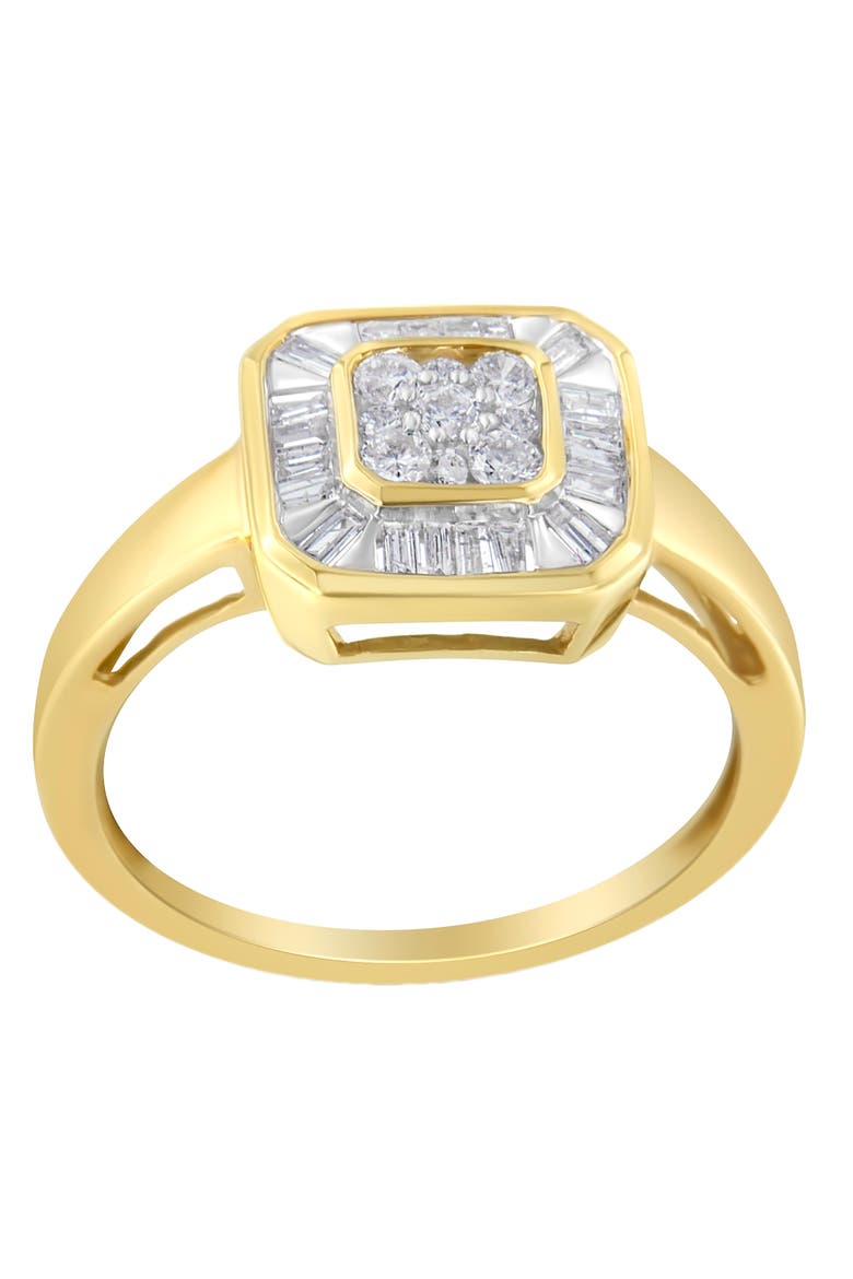 10K Yellow Gold 1/2 Cttw Diamond Square Cocktail Ring, Alternate, color, Yellow Gold