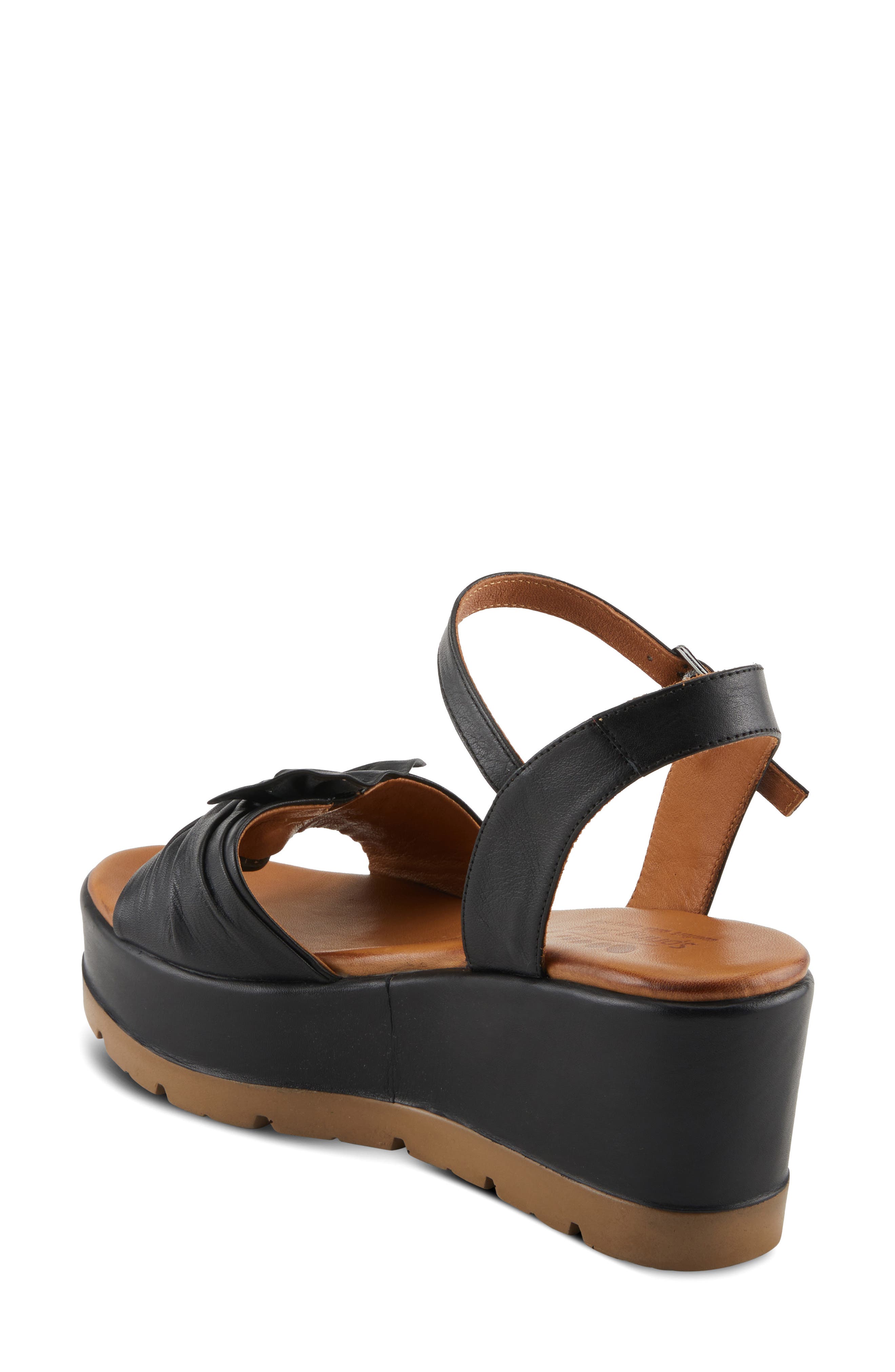 Spring Step Wakefield Ankle Strap Platform Wedge Sandal, Alternate, color, Black