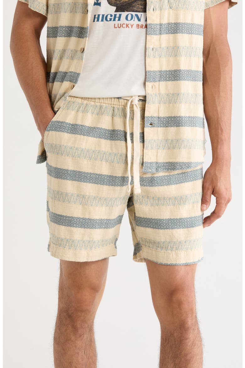 Dobby Stripe Drawstring Shorts, Main, color, STORMY SEA