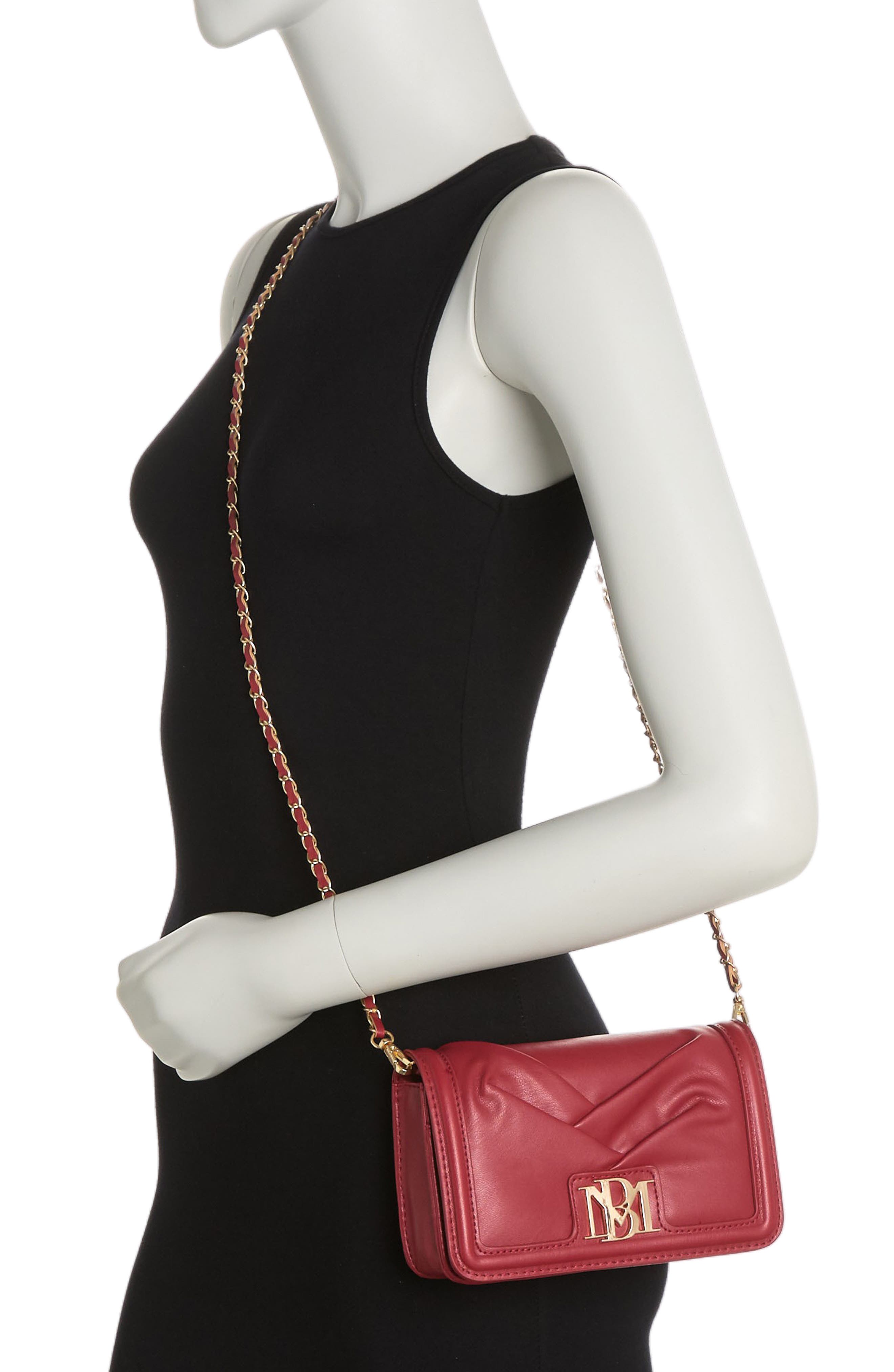 Badgley Mischka Collection Small Pleat Crossbody Bag, Alternate, color, Brick Red
