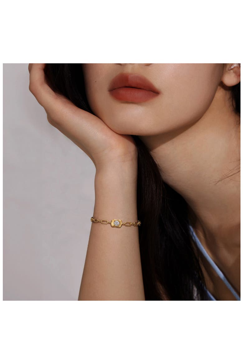 Lab Grown Moissanite Link Chain Bracelet, Alternate, color, GOLD