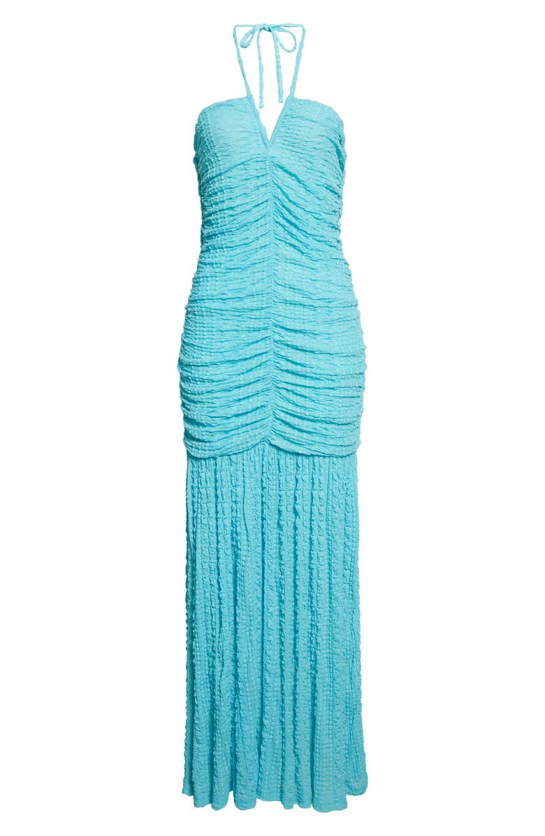 Ganni Halter Neck Ruched Dress, Alternate, color,