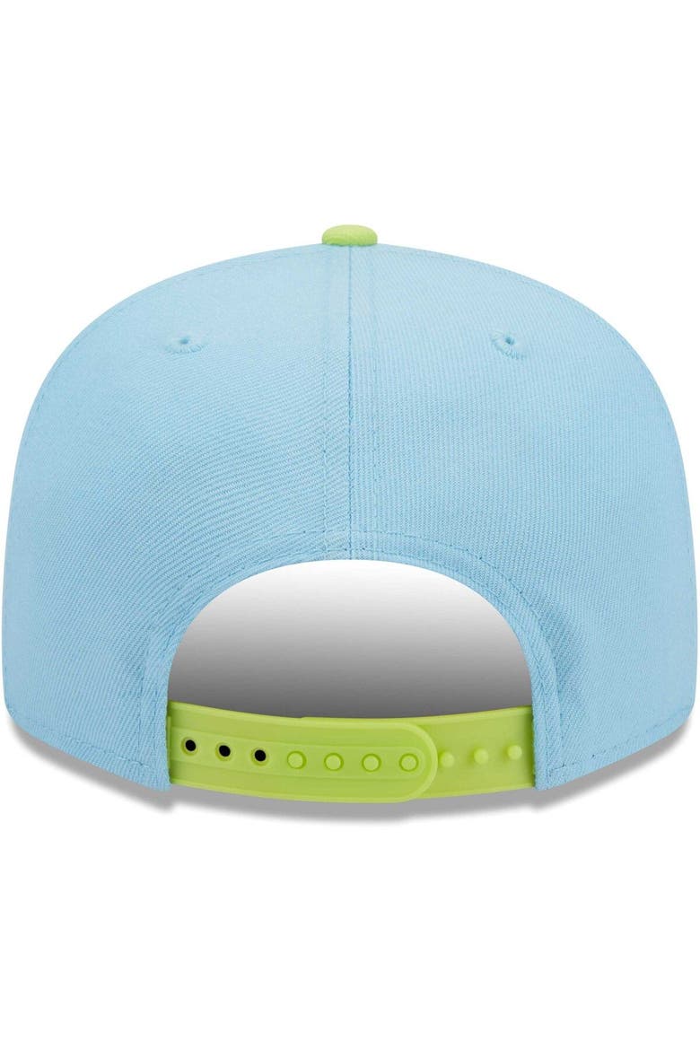 Men's New Era Light Blue/Neon Green Los Angeles Dodgers Spring Basic Two-Tone 9FIFTY Snapback Hat, Alternate, color, Light Blue
