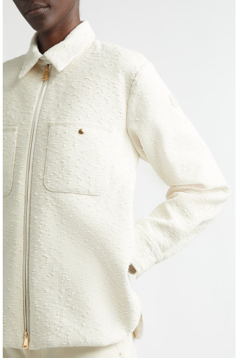 Cotton Blend Bouclé Down Shirt Jacket, Alternate, color, WHITE