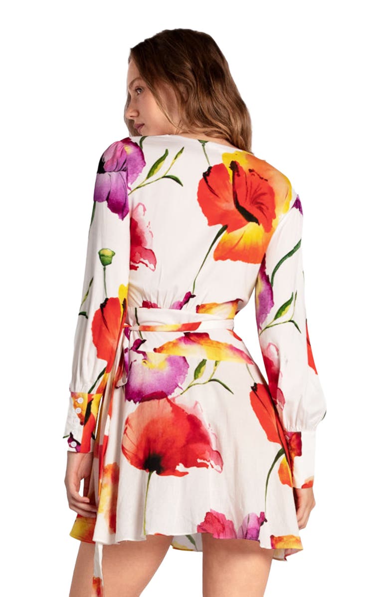 Belle & Bloom The Dancer Longsleeve Mini Wrap Dress, Alternate, color, Wild Poppies