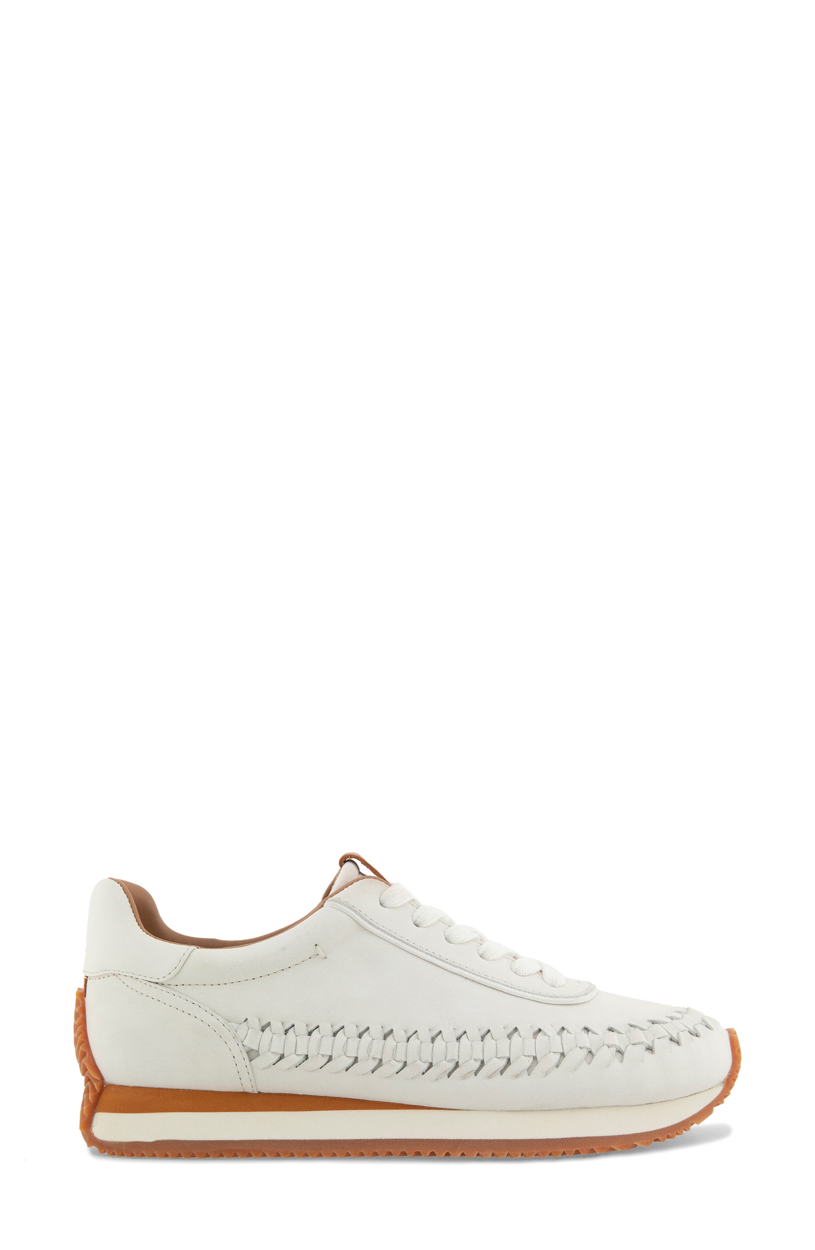 Jolena Woven Detail Sneaker, Alternate, color, WHITE LEATHER