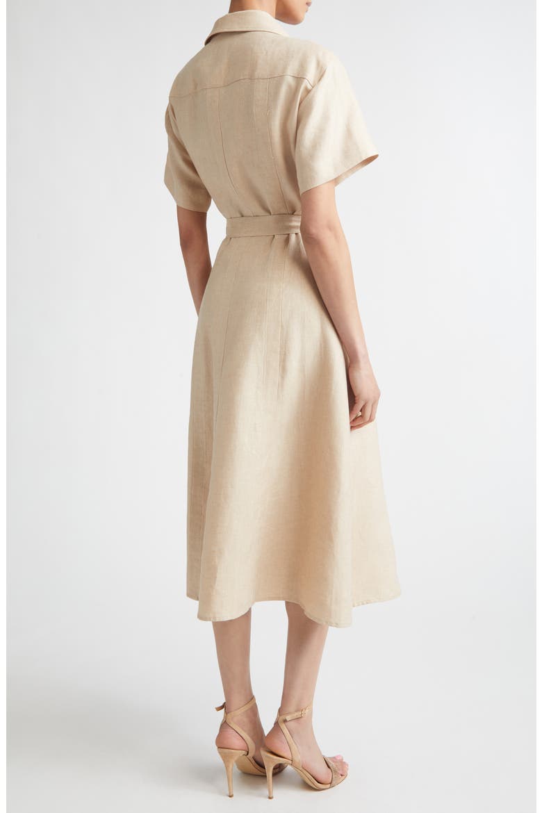 Linen Blend Belted Shirtdress, Alternate, color, TAUPE COGNAC