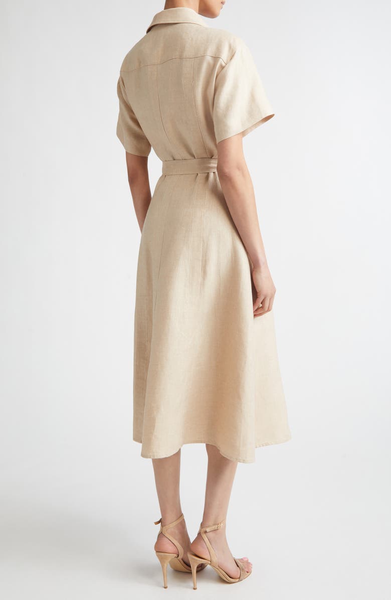 Eleventy Linen Blend Belted Shirtdress, Alternate, color, Taupe Cognac