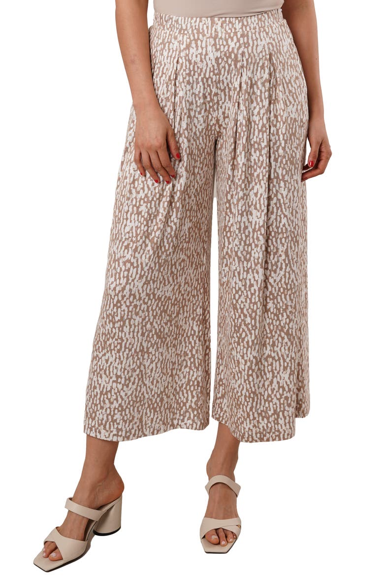 Pleated Pull-On Pants, Main, color, KALI PRINT TAUPE