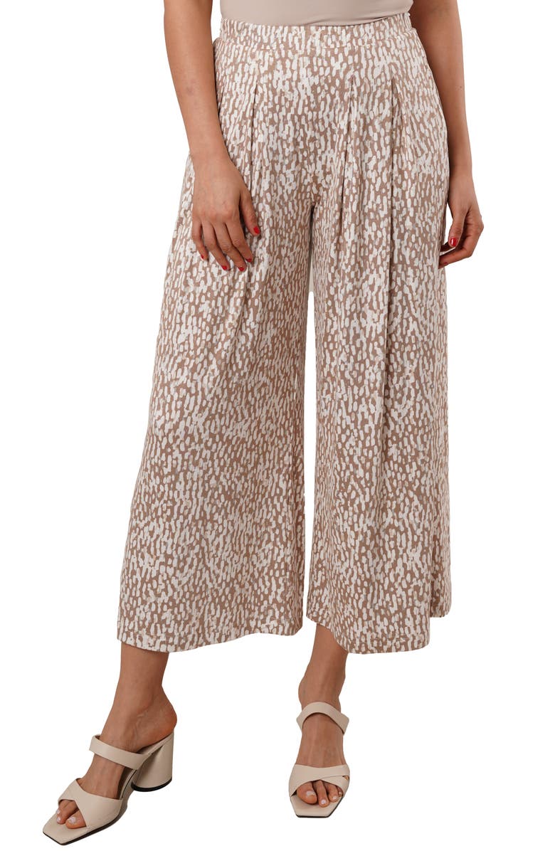 SUNNY LEIGH Pleated Pull-On Pants, Main, color, Kali Print Taupe