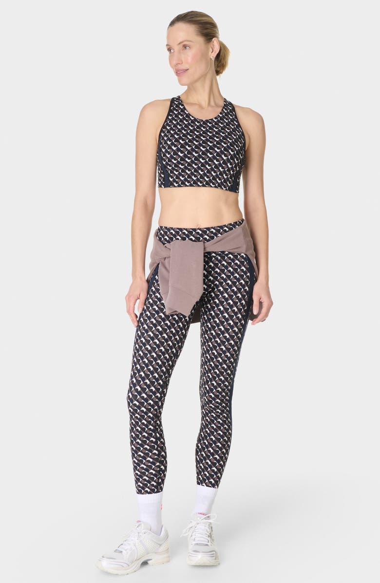 Sweaty Betty Power Geo Print Side Stripe Sports Bra, Alternate, color, Black Bauhaus Print