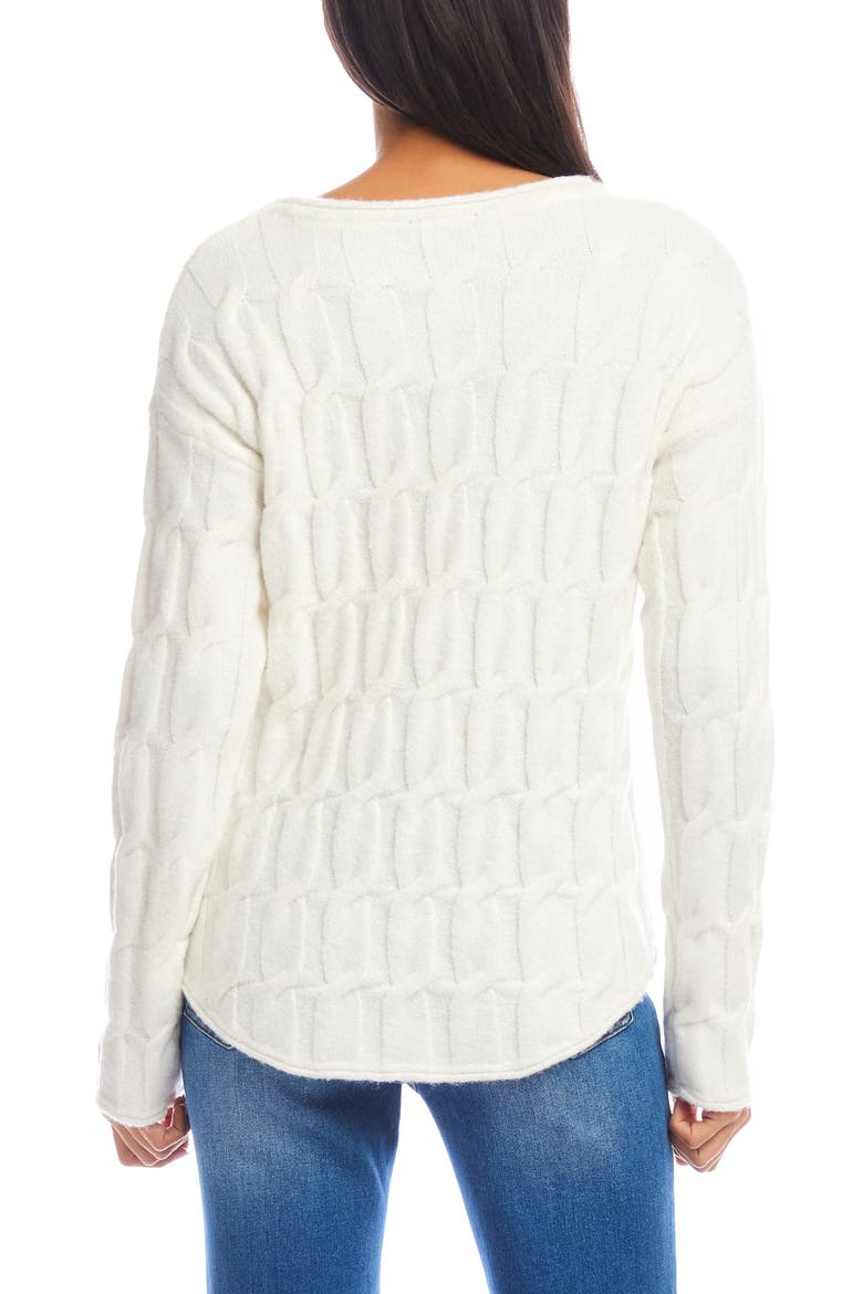 Cable Curved Hem Sweater, Alternate, color, IVORY
