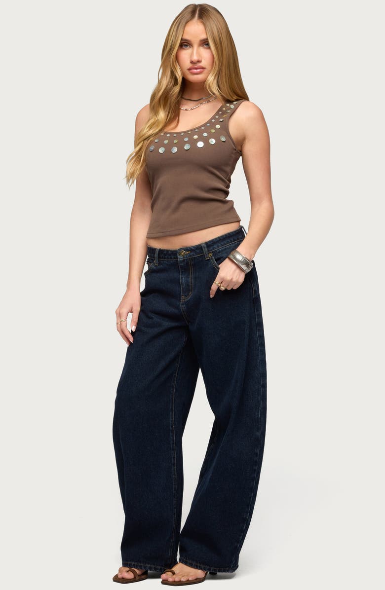 EDIKTED Beach Babe Pearly Button Tank, Alternate, color,