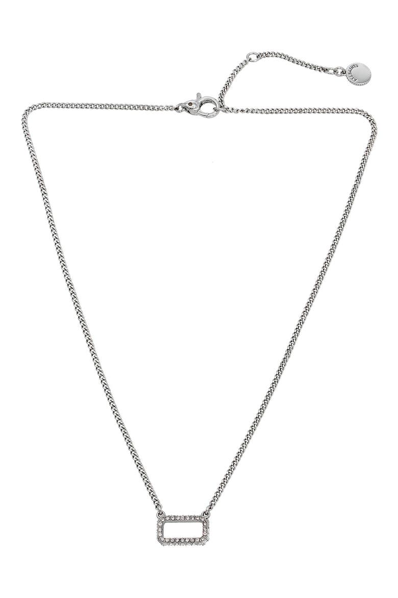 Pavé Crystal Rectangle Pendant Necklace, Alternate, color, RHODIUM