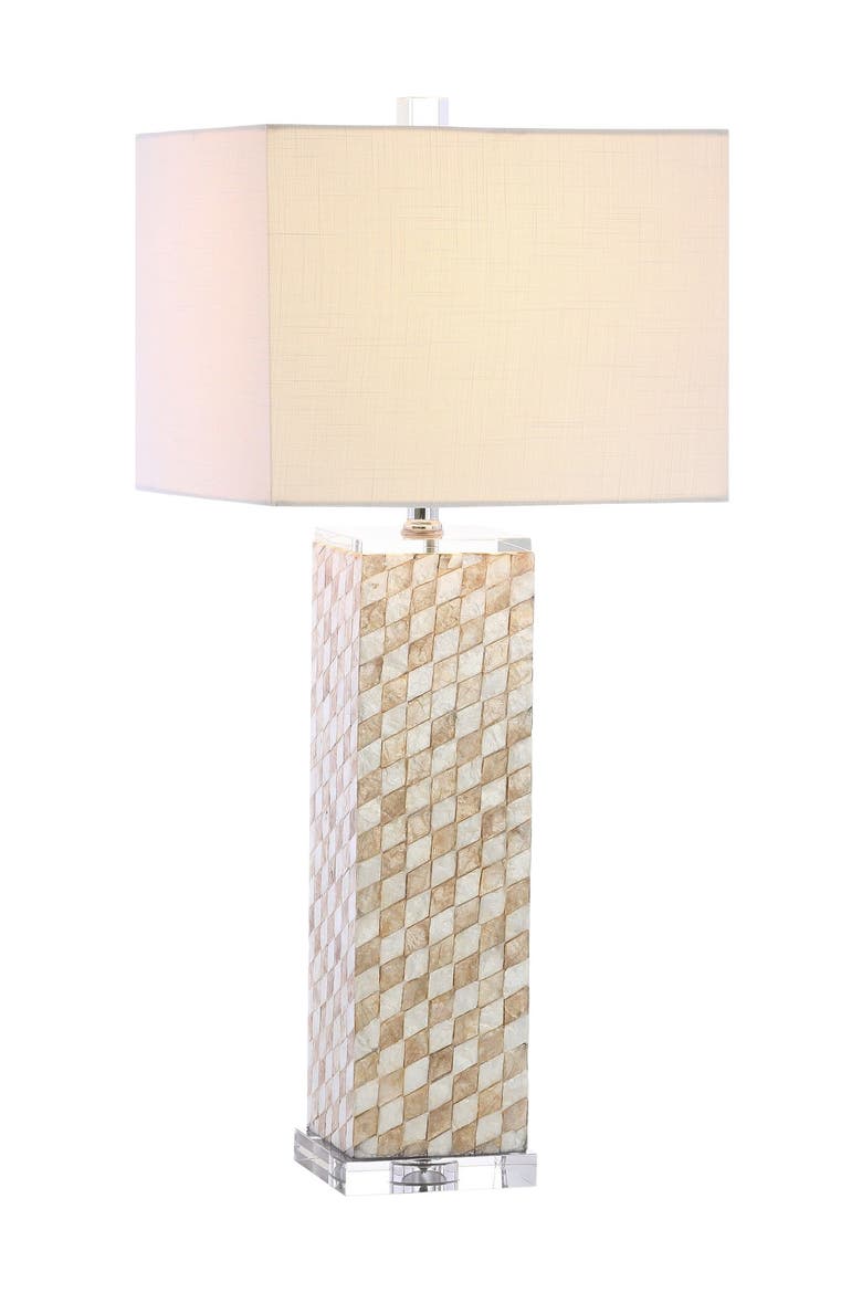 Daniel 30.5" Seashell/Crystal LED Table Lamp, Cream, Main, color, Cream