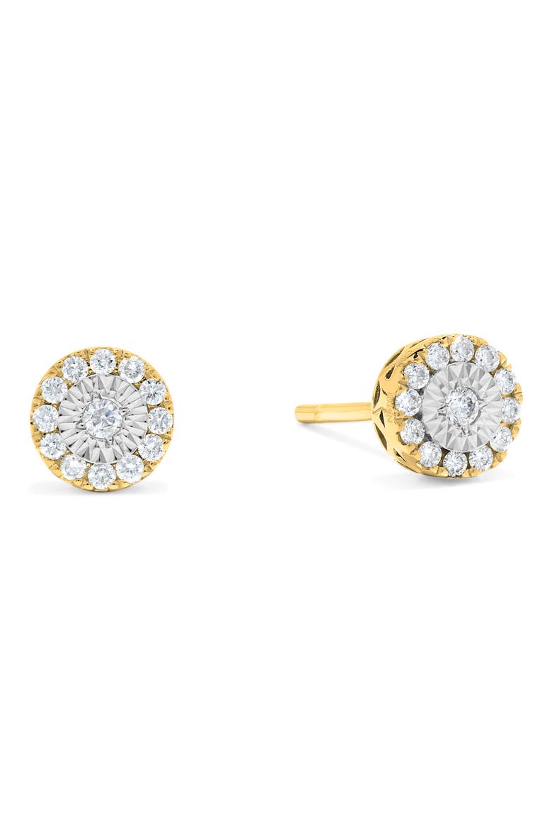 Miracle Diamond Halo Earrings, Main, color, 14K YELLOW AND WHITE GOLD