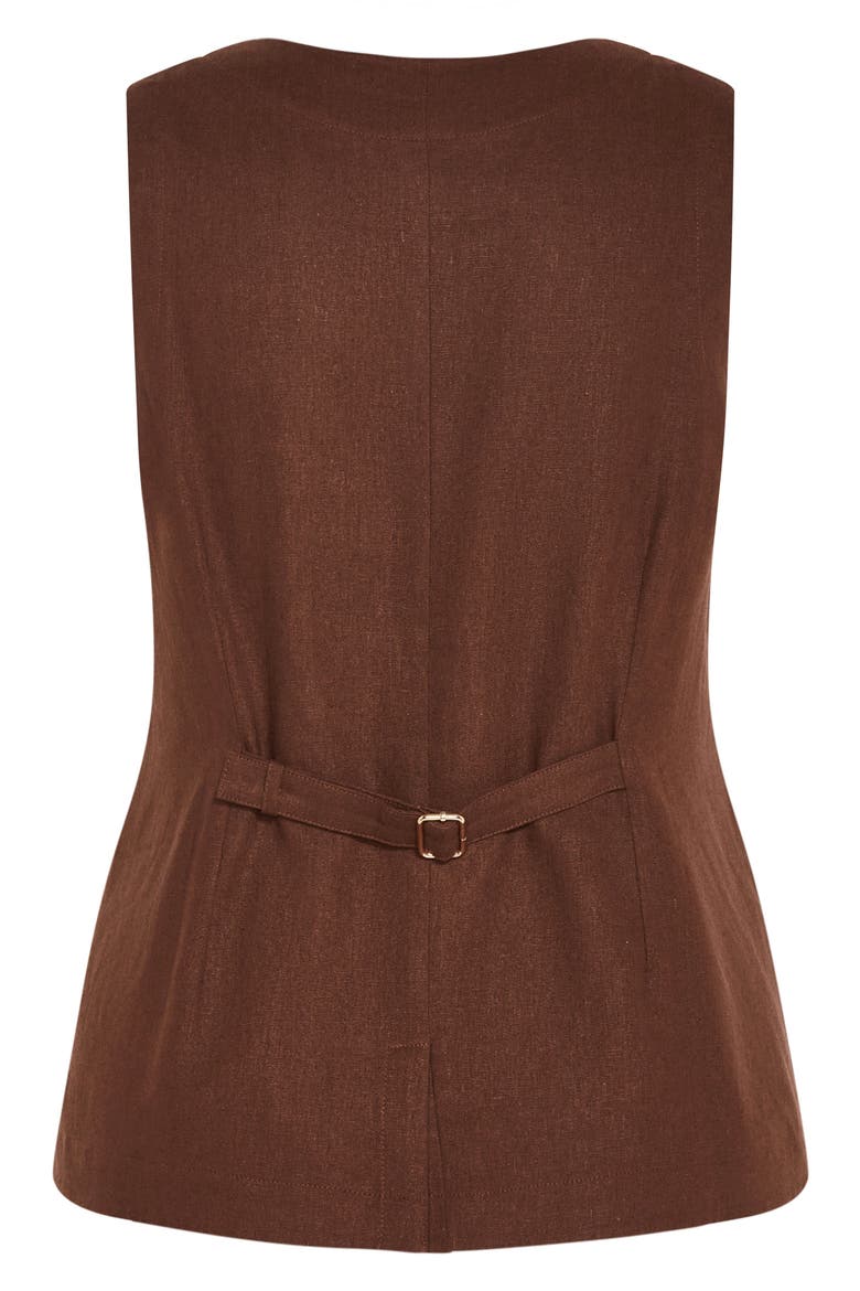 Vivien Linen Blend Vest, Alternate, color, CHOCOLATE