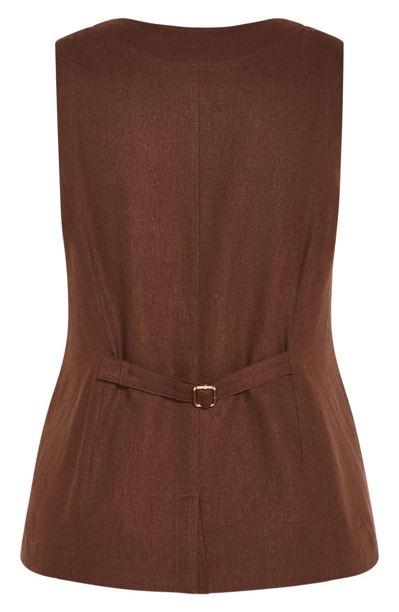 City Chic Vivien Linen Blend Vest, Alternate, color, Chocolate