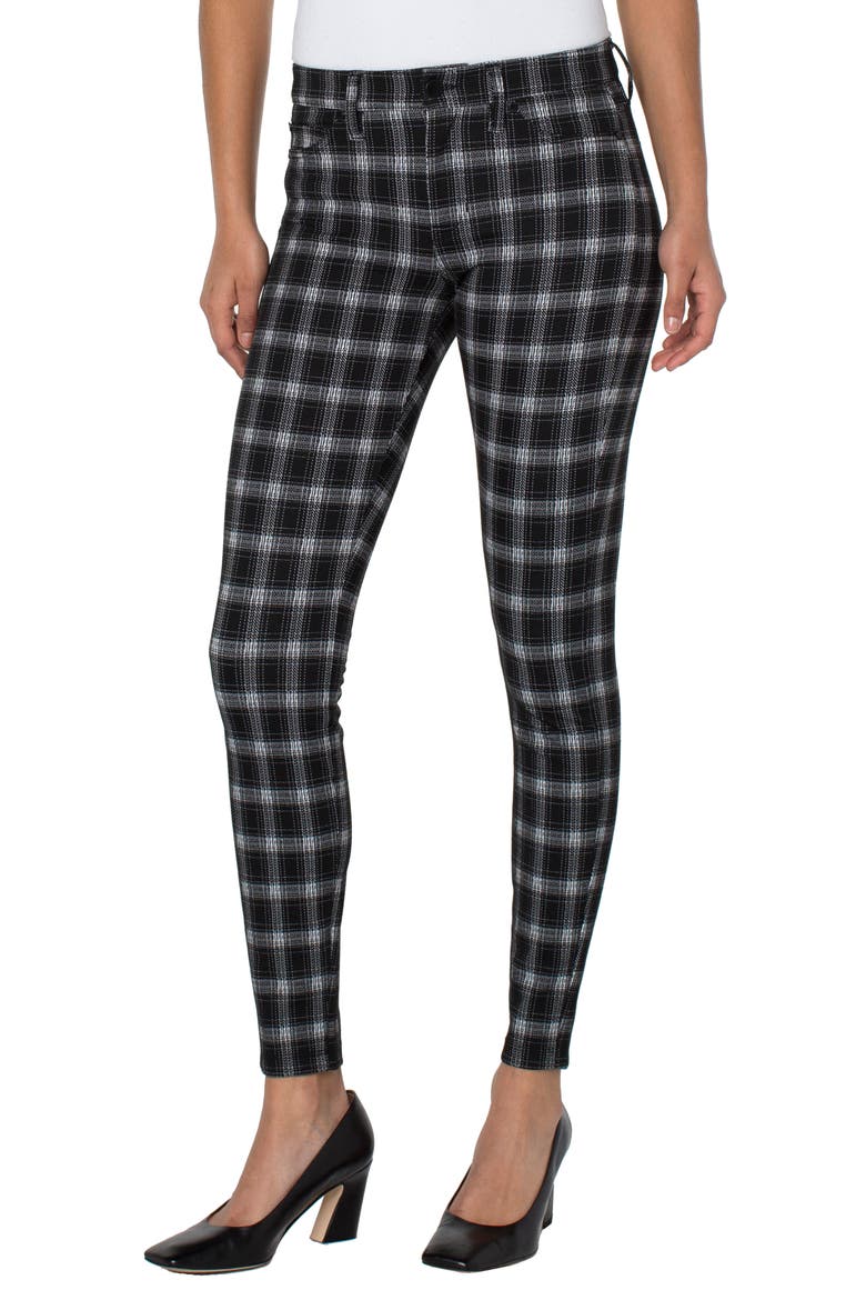 Plaid Ponte Leggings, Main, color, BLACK/ WHT W GLN P