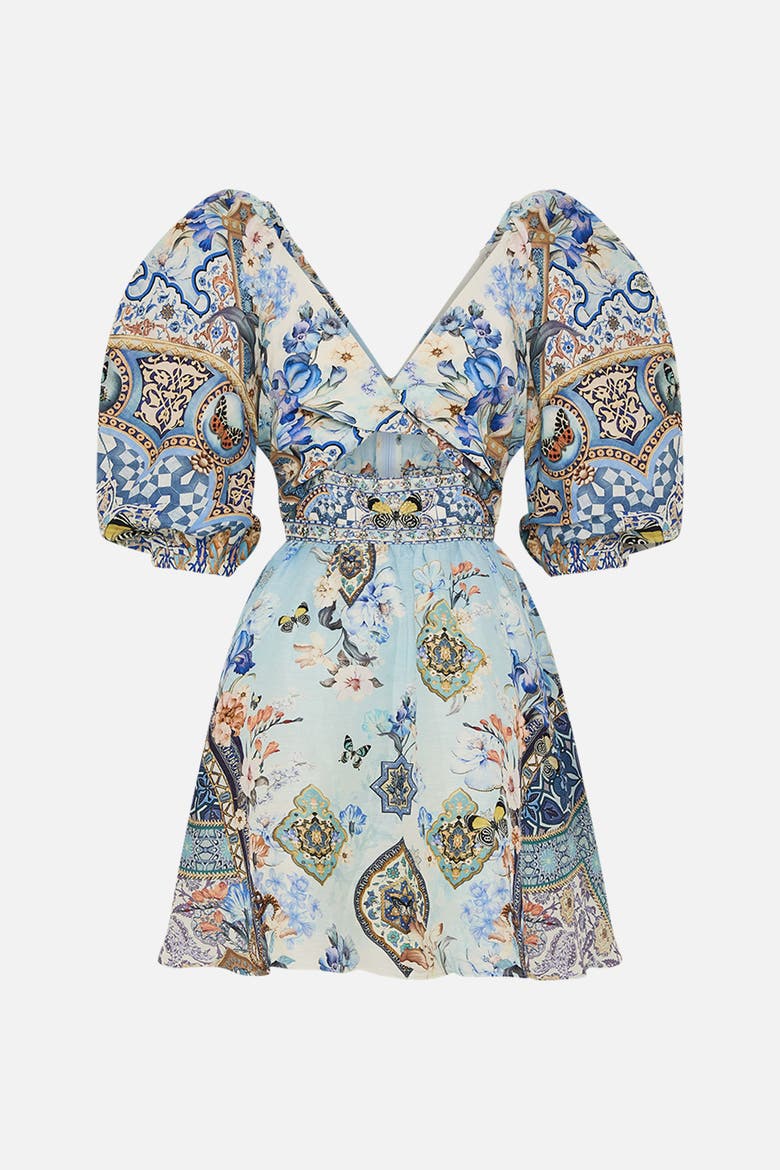 PUFF SLEEVE MINI DRESS AL MANIAL PALACE MEMOIRS, Alternate, color, AL MANIAL PALACE MEMOIRS