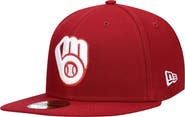 New Era Men's New Era Cardinal Milwaukee Brewers White Logo 59FIFTY Fitted Hat