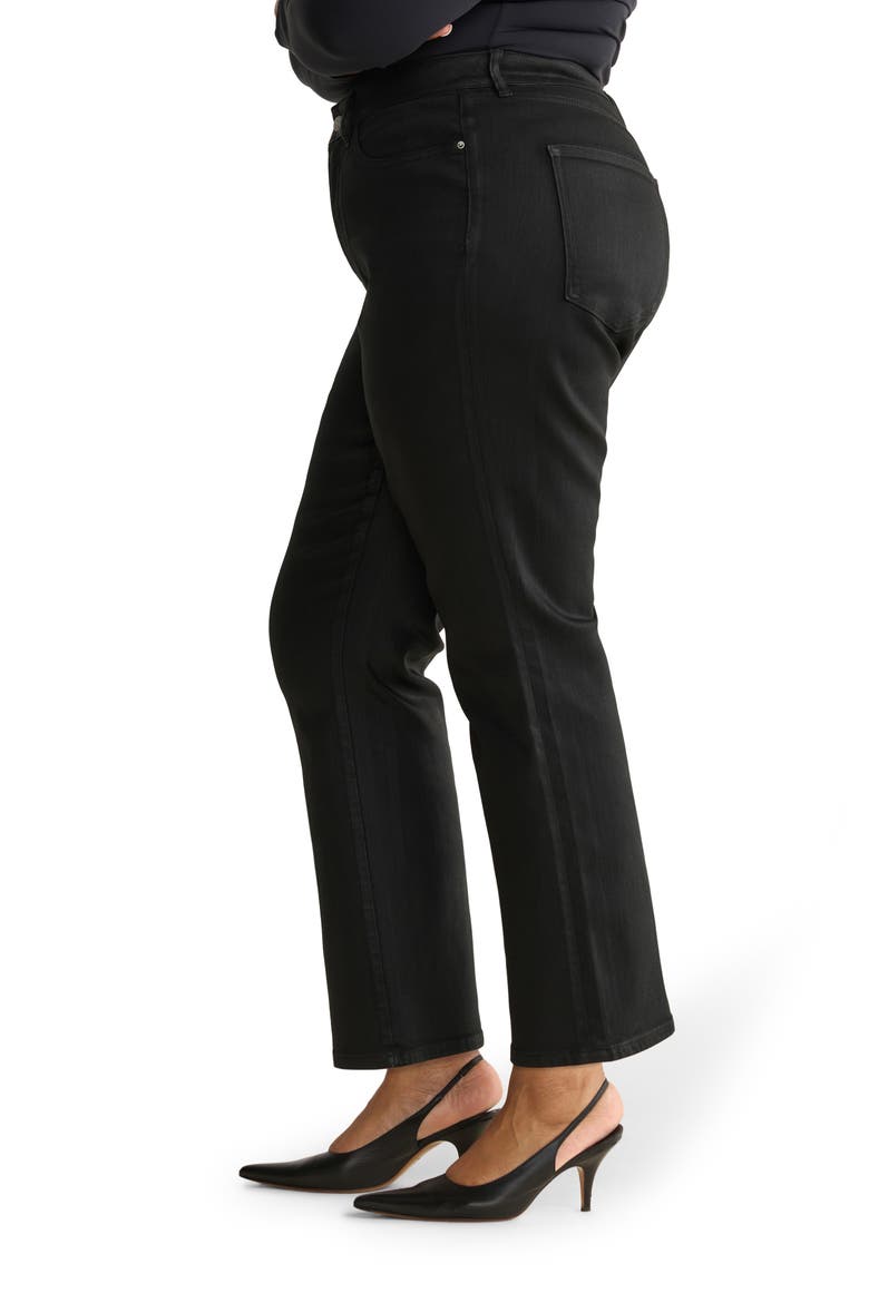 ASE High Waist Straight Leg Jeans, Alternate, color, COATED NOIR