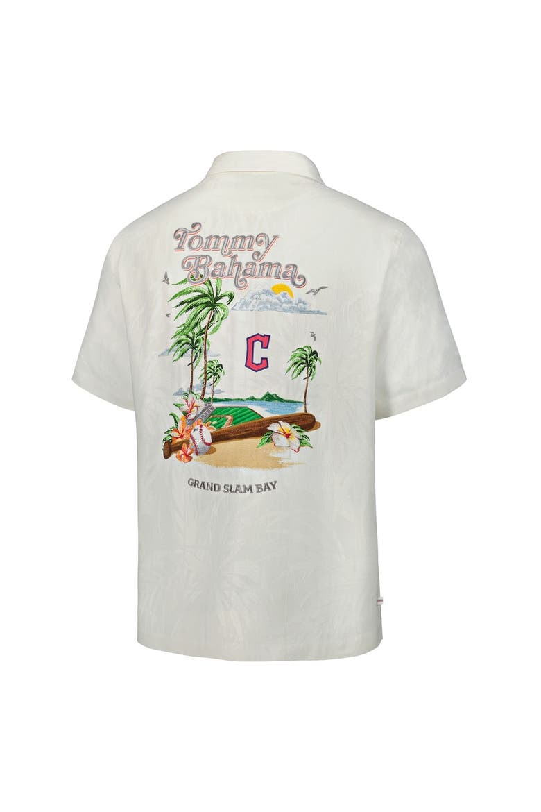 Men's Tommy Bahama  White Cleveland Guardians Grand Slam Bay Camp Button-Up Shirt, Alternate, color, White