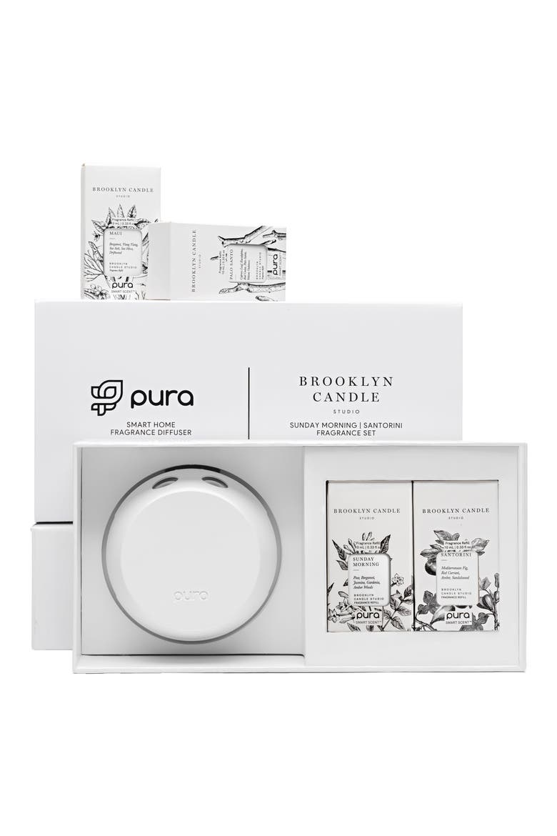 x Brooklyn Candle Best Sellers & Pura 4 Smart Fragrance Diffuser & Refill Set (Limited Edition) (Nordstrom Exclusive), Main, color, WHITE