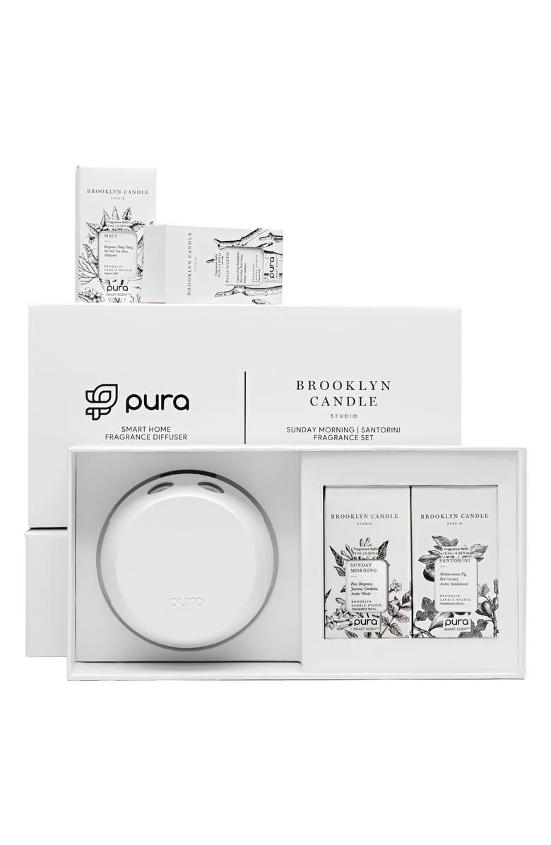PURA x Brooklyn Candle Best Sellers & Pura 4 Smart Fragrance Diffuser & Refill Set, Main, color, White