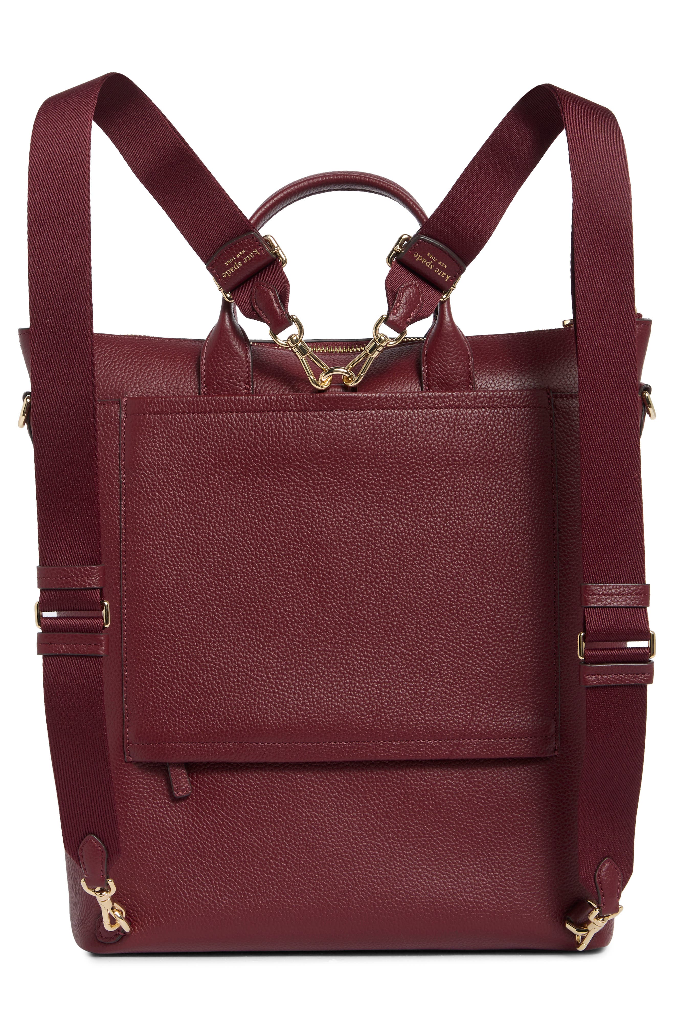 Walker Pebbled Leather Convertible Backpack, Alternate, color, CHERRY JUICE