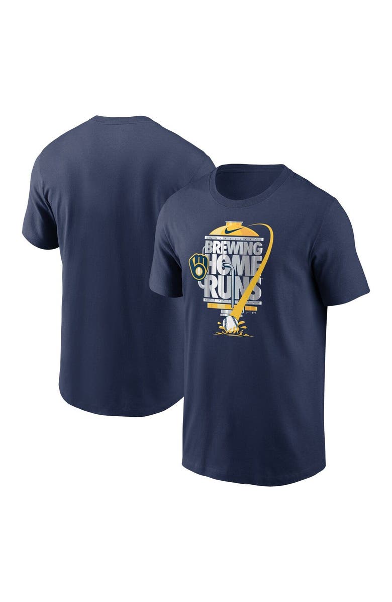 Nike Men's Nike Navy Milwaukee Brewers Brewing Home Runs Local Team T-Shirt, Main, color, Navy