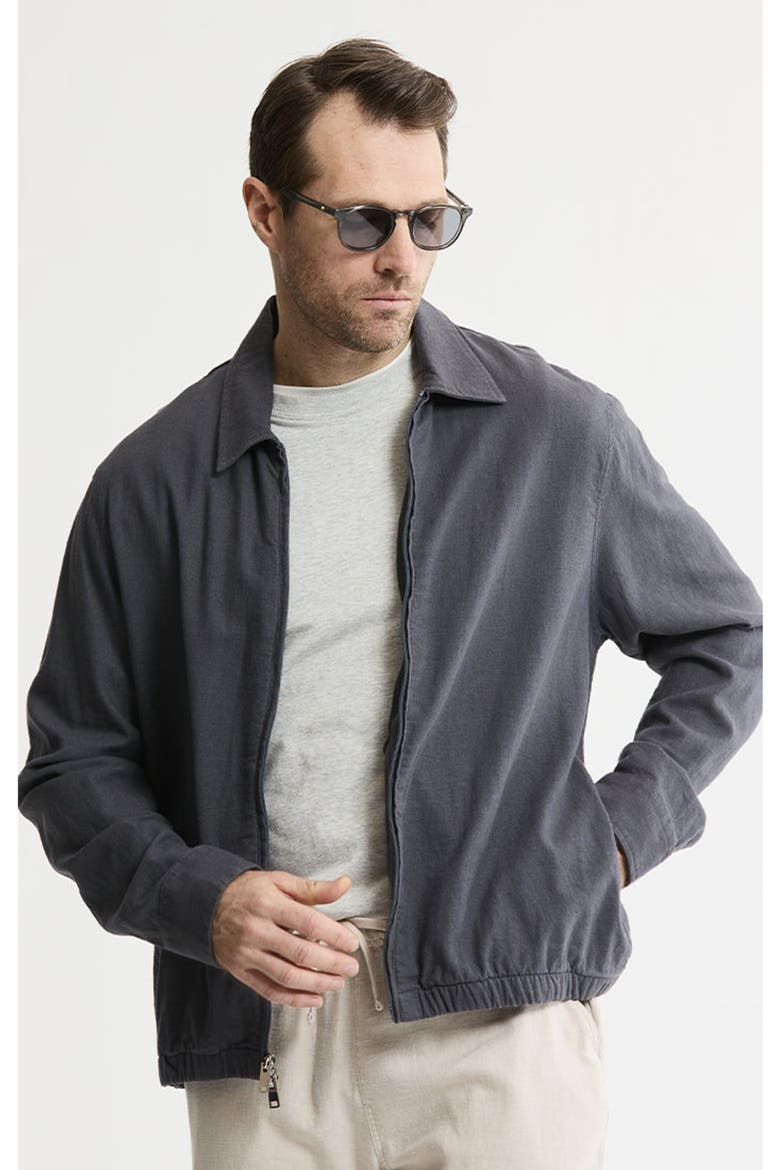 Linen Blend Zip Up Jacket, Main, color, Asphalt