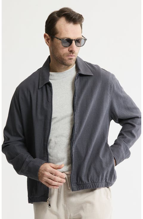 Linen Blend Zip Up Jacket