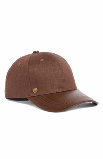 Linen and Faux Leather Baseball Cap