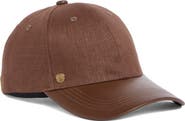 Vince Camuto Linen and Faux Leather Baseball Cap