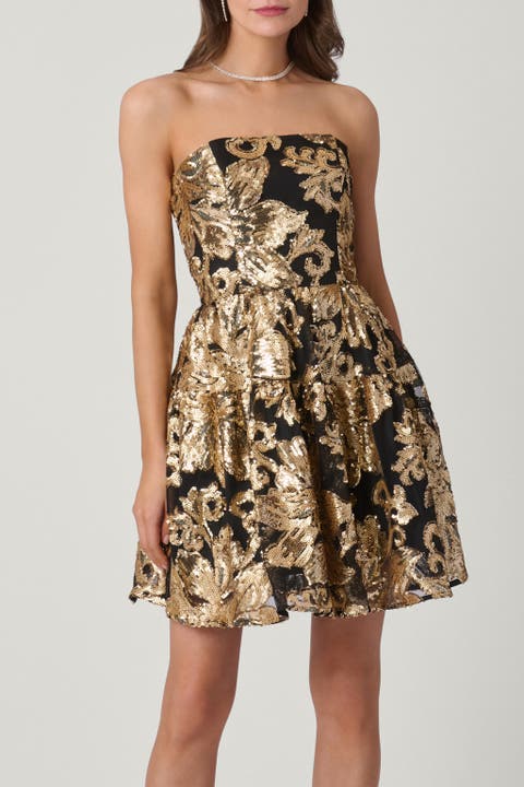 Astor Floral Sequin Midnight Kyrie Dress