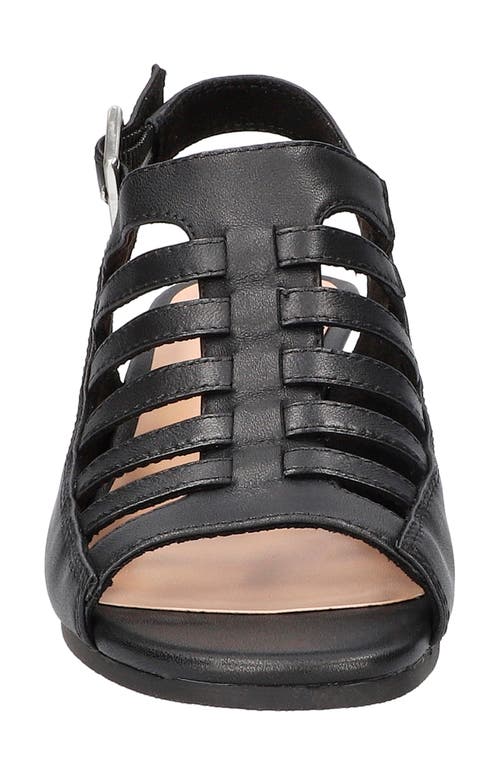 Bella Vita Yakira Strappy Wedge Sandal In Black Leather