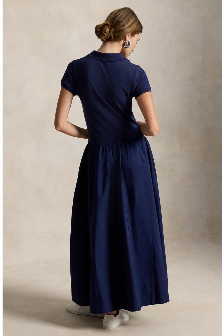 Hybrid Mesh Polo Bodice Dress, Alternate, color, NEWPORT NAVY