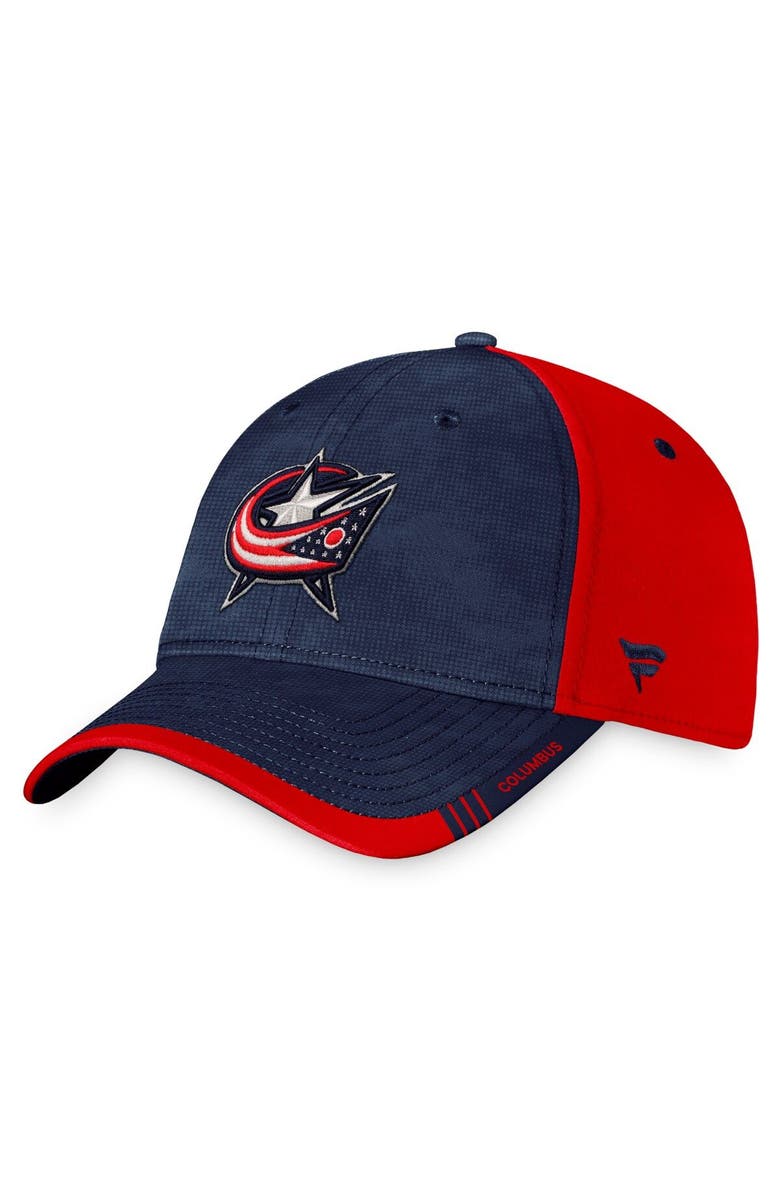 FANATICS Men's Fanatics Branded Navy/Red Columbus Blue Jackets Authentic Pro Rink Camo Flex Hat, Main, color,
