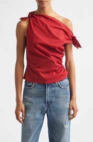 STAUD Bellaria One Shoulder Stretch Cotton Top