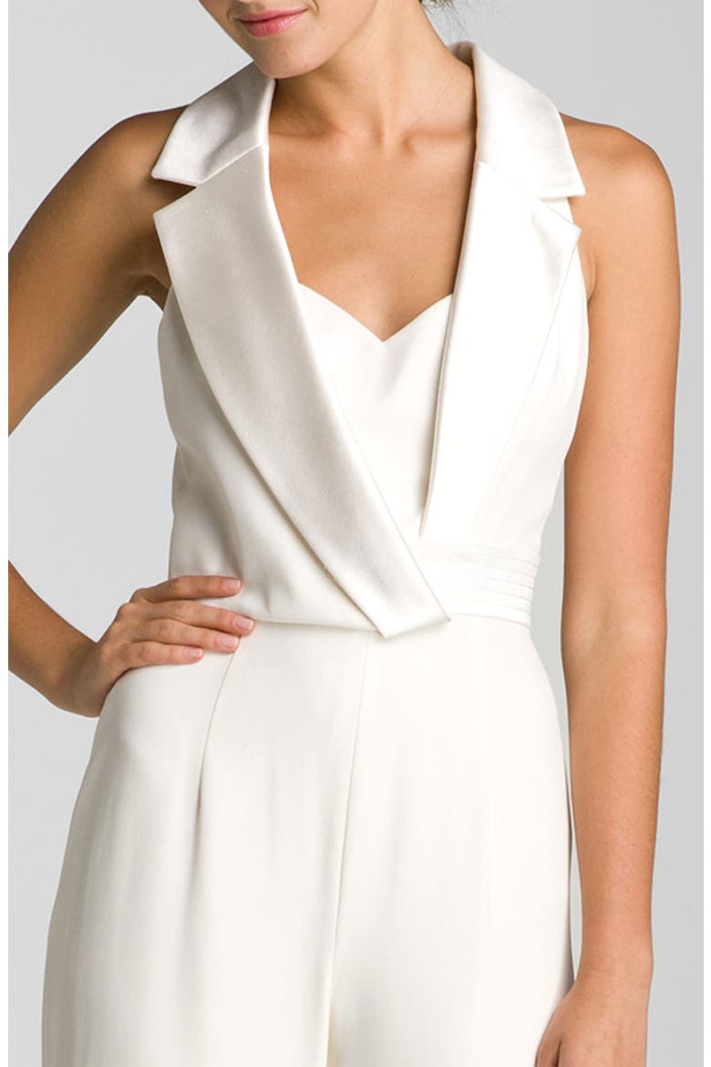 Tuxedo Style Silk Jumpsuit, Alternate, color, OFF WHITE