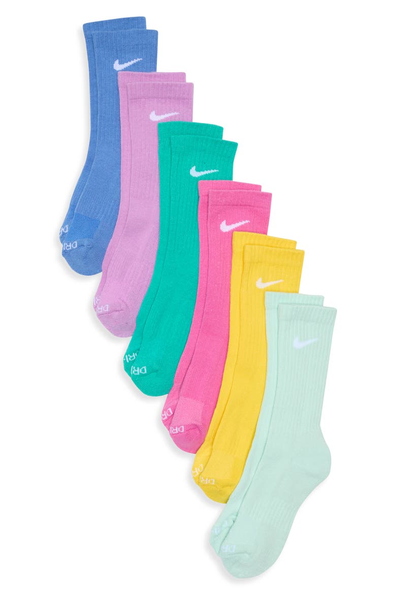 Kids' Dri-FIT 6-Pack Basic Crew Socks, Main, color, JADE ICE