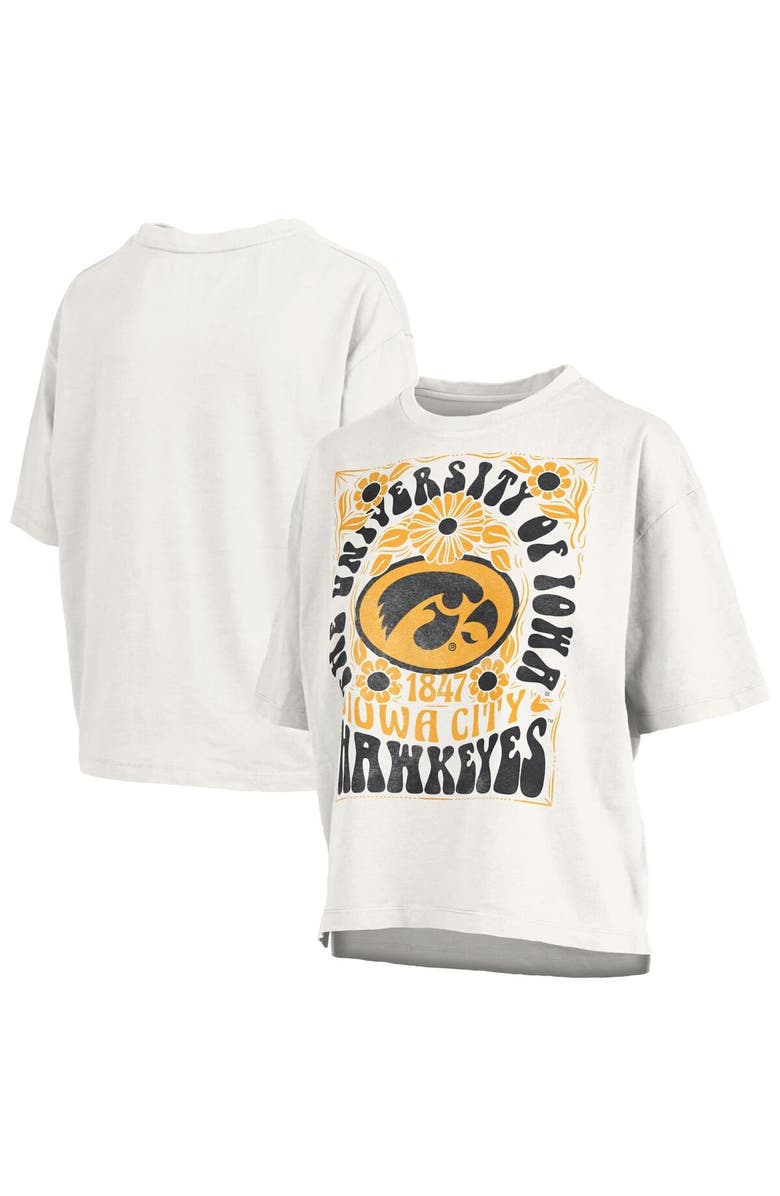 PRESSBOX Women's Pressbox White Iowa Hawkeyes Harmony Oversized Slub T-Shirt, Main, color, White