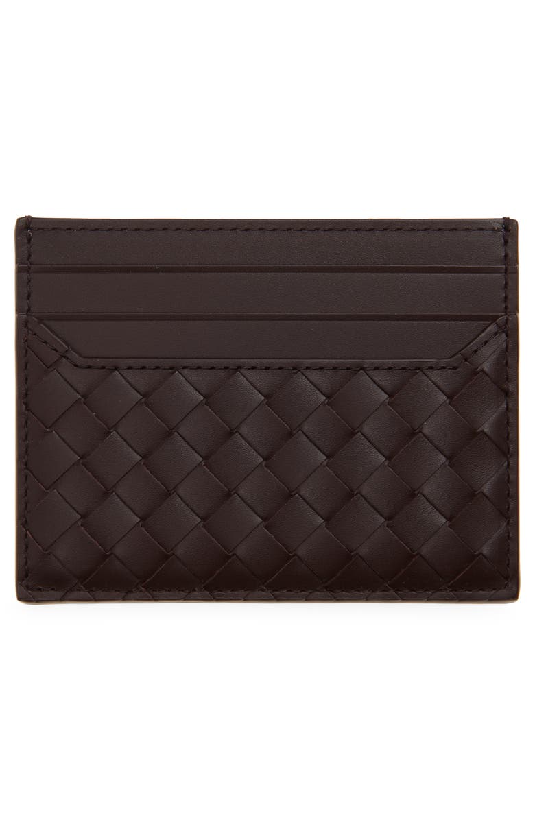 Bottega Veneta Intrecciato Piccolo Leather Card Case, Alternate, color, 2263 Dark Barolo/ Silver