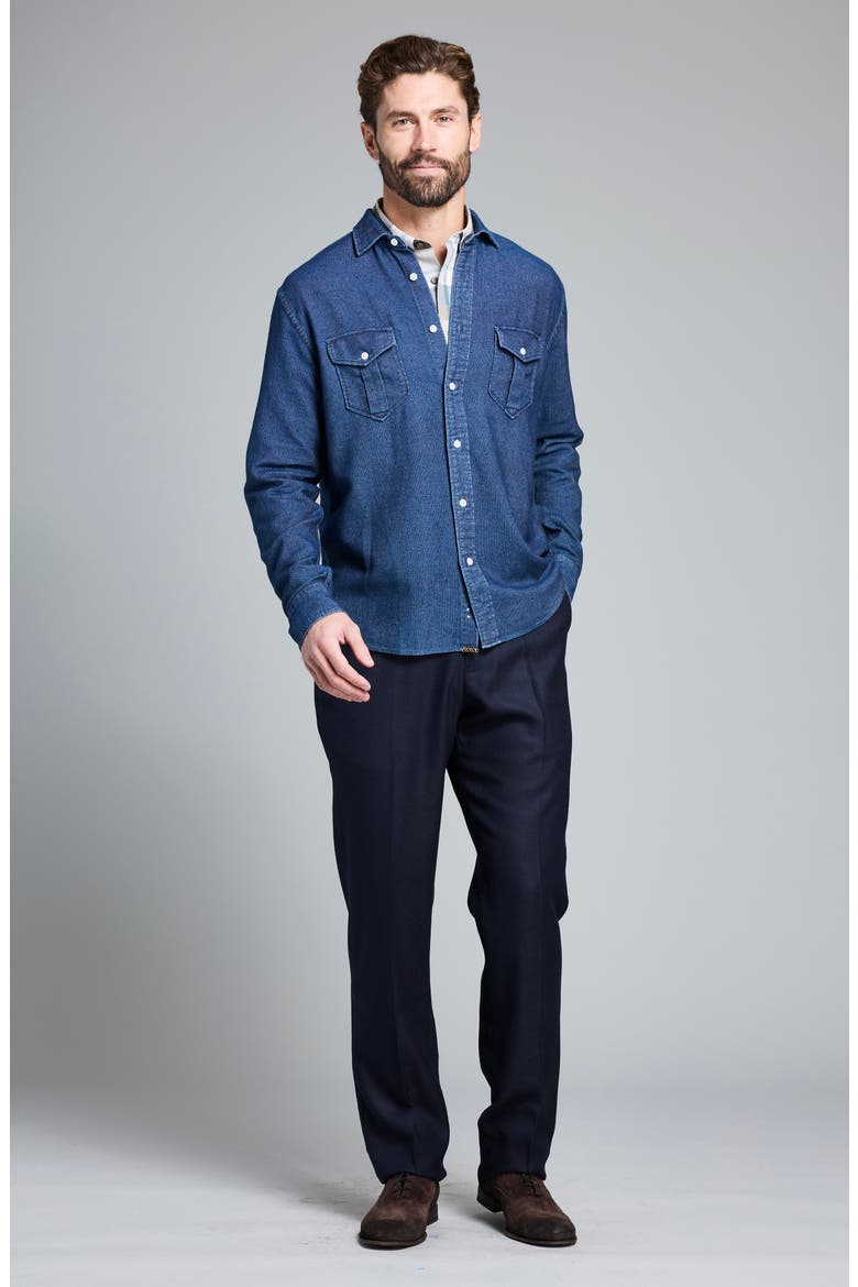 Scout Cotton Button-Up Shirt, Alternate, color, CARBON BLUE
