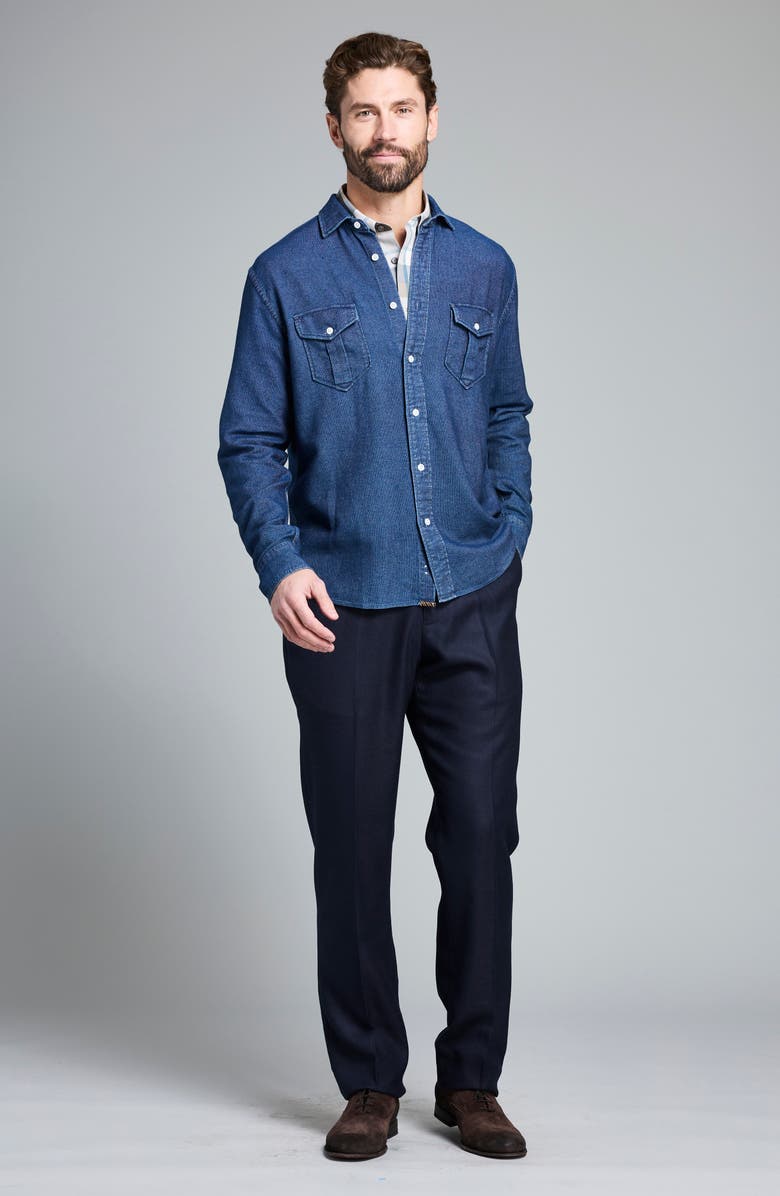 Billy Reid Scout Cotton Button-Up Shirt, Alternate, color, Carbon Blue